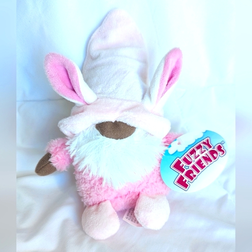Fuzzy Friends 6" Gnome Bunny Plush Pink Stuffie